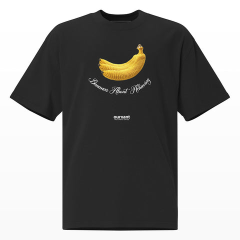 T-Shirt Bananas A-peel con diseño frontal de plátano, estilo oversize, color negro, streetwear con arte mexicano