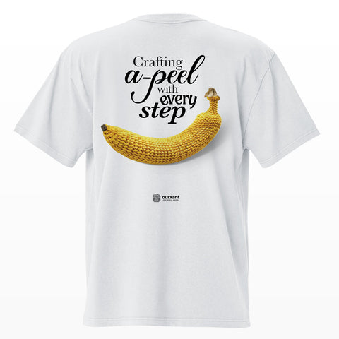 Parte trasera de la T-Shirt Bananas A-peel, algodón premium, estilo oversize, color blanco, streetwear con arte mexicano