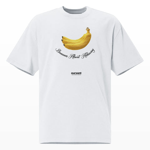 T-Shirt Bananas A-peel con diseño frontal de plátano, estilo oversize, color blanco, streetwear con arte mexicano