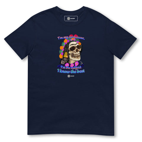 Premium cotton t-shirt, Sustainable streetwear, Frida Kahlo artwork, Latino-style print, Ethical fashion, Conscious consumer, Original design, Soft and comfortable fabric, Environmentally friendly cotton, Fair labor practices, Latino Streetwear