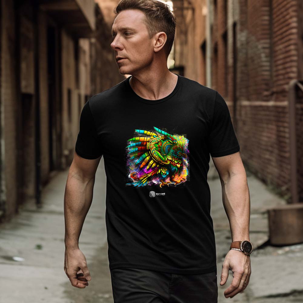 Original artwork, T-Shirt, Mythological eagle Print, 100% premium cotton, Sustainable streetwear, Soft, Comfortable, Ethical Brand, Latino Streetwear, Merge of cultures Arts,