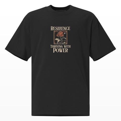 Parte trasera de la T-Shirt Roses of Resilience, arte original de rosas en Art Noveau al óleo, algodón 100% premium, estilo oversize, color negro, producción sostenible, streetwear mexicano, envío rápido. Diseño Aesthetic. Resiliencia. Streetwear Mexicano. Emprendimiento Mexicano. Diseño Retro. Rosas Retro.