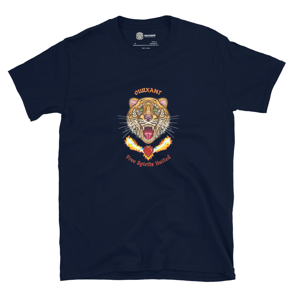 Tiger Man T-Shirt, Latinx Streetwear, Latino Streetwear Style, Latino T-Shirt, Sustainable streetwear, Premium cotton T-shirt, Tiger artwork streetwear, Latinx street art style,  Eco-conscious fashion, Urban fashion,  Fashion and art fusion, Ethically sourced clothing.